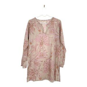 Christy Dawn Tunic Mini Dress  in Pink Floral Pattern Size M
